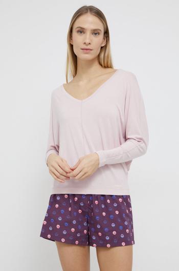 Pyžamové tričko s dlouhým rukávem Calvin Klein Underwear růžová barva