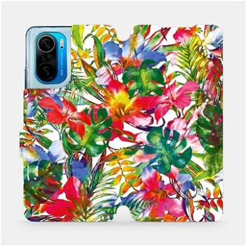 Flipové pouzdro na mobil Xiaomi Poco F3 - MG07S Pestrobarevné květy a listy (5903516666164)