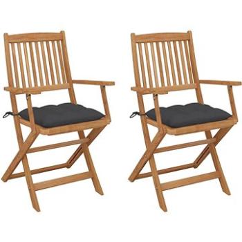 Skládací zahradní židle s poduškami 2 ks masivní akáciové dřevo, 3064605 (3064605)