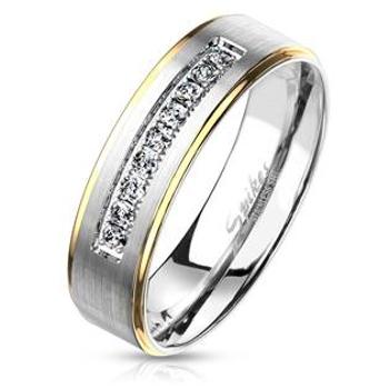 Spikes USA OPR0109 Dámský ocelový prsten se zirkony - velikost 59 - OPR0109-6-59