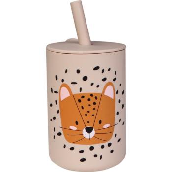 Tryco Silicone Cup and Straw hrnek s brčkem Leopard Sand 1 ks