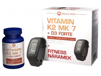 Pharma Activ Vitamín K2 MK 7 + D3 Forte + Fitness náramek 125 tablet
