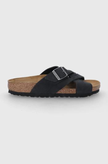 Kožené pantofle Birkenstock Lugano dámské, černá barva