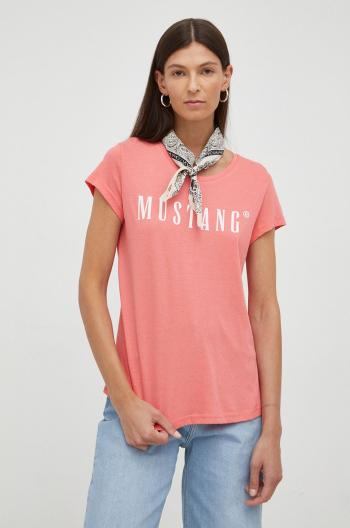 Bavlněné tričko Mustang růžová barva