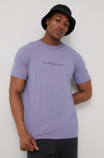 Bavlněné tričko Quiksilver fialová barva, s potiskem