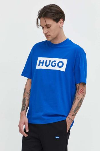 Bavlněné tričko Hugo Blue s potiskem, 50522376