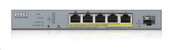 Zyxel GS1350-6HP 6 Port smart managed CCTV PoE switch, long range, 60W, 5x GbE, 1x SFP