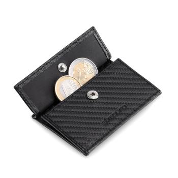 Slimpuro Coin Pocket s ochrannou kartou RFID pro tenké peněženky ZNAP Slim Wallets 8 a 12, spínací knoflík 
