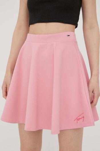 Sukně Tommy Jeans růžová barva, mini, áčková