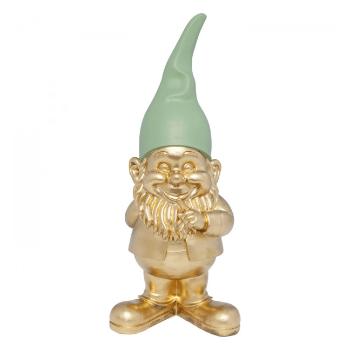 Sada 2 ks – Dekorativní figurka Zwerg Standing – zlatá Green 42 cm