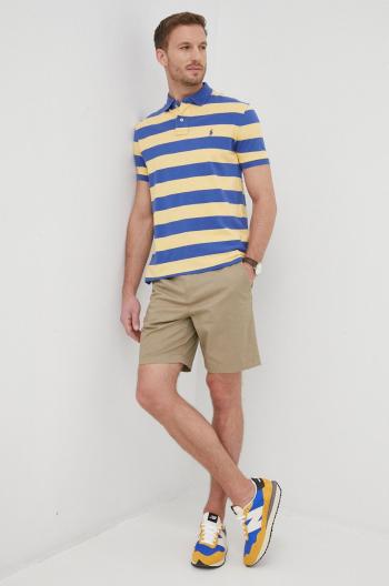 Bavlněné polo tričko Polo Ralph Lauren žlutá barva, vzorovaný