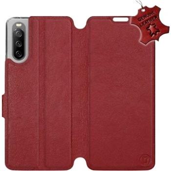 Kožené flip pouzdro na mobil Sony Xperia 10 III - Tmavě červené -  Dark Red Leather (5903516728268)