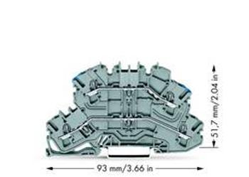 Dvojitá průchodková svorka WAGO 2002-2603, osazení: L, N, pružinová svorka, 5.20 mm, šedá, 50 ks