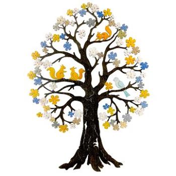 AMADEA Dřevěný strom s veverkami, barevná dekorace k zavěšení, oboustranný potisk, výška 27 cm (89845-0B)