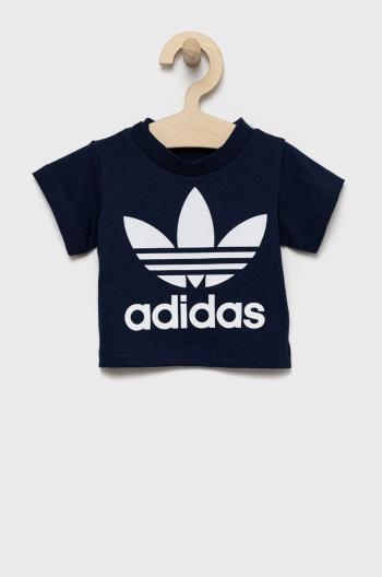 Dětské bavlněné tričko adidas Originals tmavomodrá barva, s potiskem