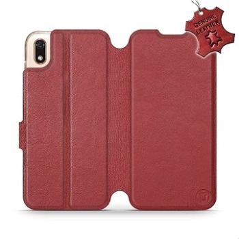 Flip pouzdro na mobil Huawei Y5 2019 - Tmavě červené - kožené -   Dark Red Leather (5903226920624)