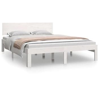 Rám postele bílý masivní dřevo 150 × 200 cm King Size, 810501 (810501)