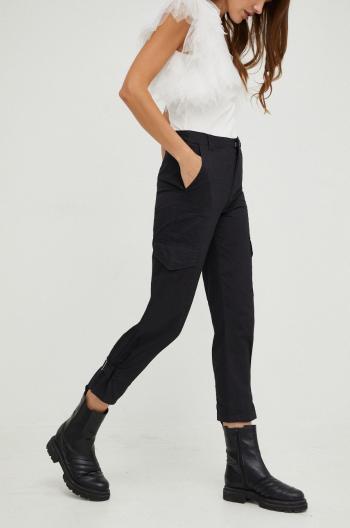Bavlněné kalhoty Answear Lab dámské, černá barva, jednoduché, high waist