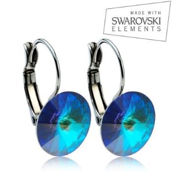 Ocelové náušnice RIVOLI 12 mm SWAROVSKI Elements Bermuda Blue ASW22