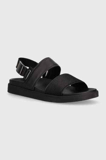 Sandály Calvin Klein BACK STRAP SANDAL JAQ MONO IP pánské, černá barva, HM0HM01421