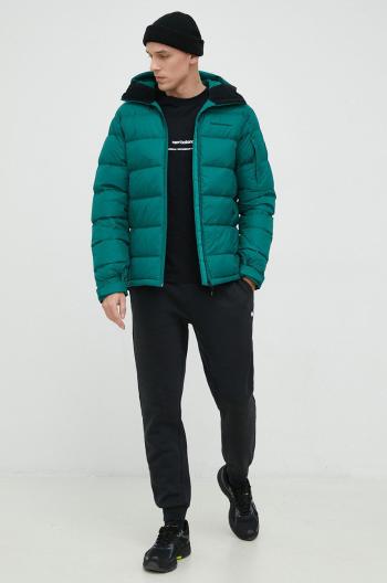 Péřová bunda Peak Performance pánská, zelená barva, zimní