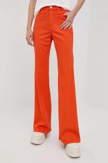 Kalhoty Marella dámské, oranžová barva, zvony, high waist