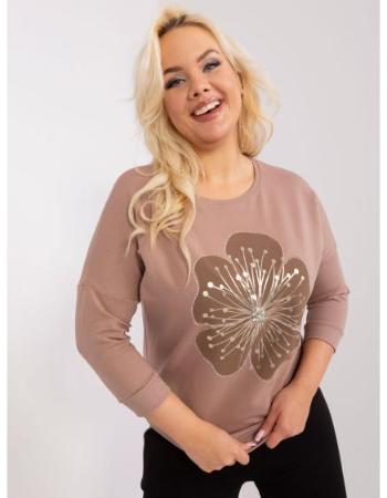 Dámská halenka plus size s kulatým výstřihem BRUNA tmavě béžová  