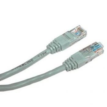 Síťový LAN kabel UTP patchcord, Cat.5e, RJ45 samec - RJ45 samec, 15 m, nestíněný, šedý, economy