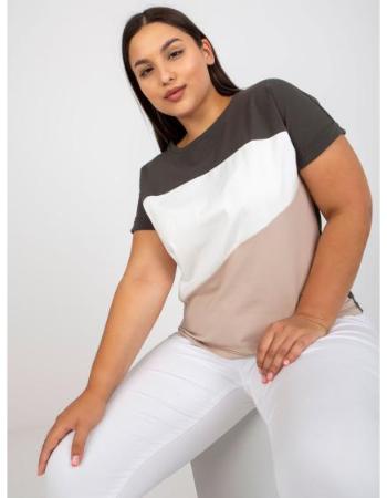 Dámské tričko z bavlny  klasické plus size OVER khaki béžové 