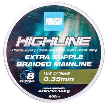 Nash splétaná šňůra highline extra supple braid green 600 m - 0,35 mm 18,14 kg