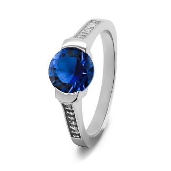 Brilio Silver Půvabný stříbrný prsten s modrým zirkonem RI028W 50 mm