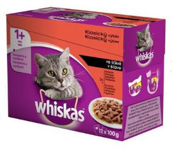 WHISKAS kapsa KLASICKÝ výběr ve štávě - 12ks