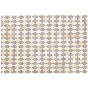 Kožený koberec béžovo-hnědý 140 x 200 cm SESLICE , 225654 (beliani_225654)