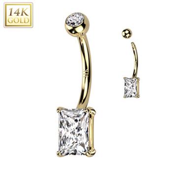 Šperky4U Zlatý piercing do pupíku Au 585/1000 - ZL01253-YG