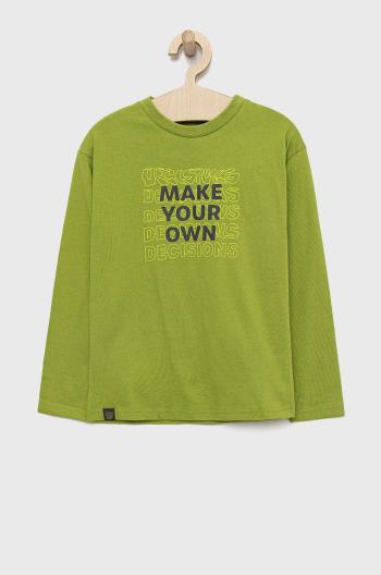 Dětská bavlněná košile s dlouhým rukávem Mayoral zelená barva, s potiskem