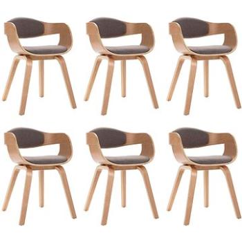 Jídelní židle 6 ks ohýbané dřevo a taupe textil (3054823)