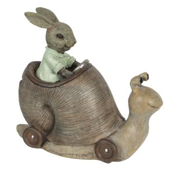 Kasička v designu králíka jedoucího na šnekovi - 15*7*13 cm 6PR3302