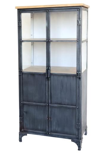 Černá kovová skříň s policemi a prosklenými dveřmi Davi - 64*36*140cm 41373-24