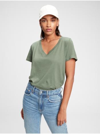 Zelené dámské tričko organic vintage v-neck