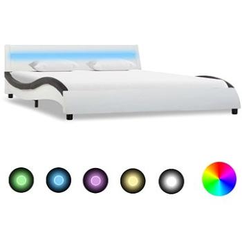 Rám postele s LED světlem bíločerný umělá kůže 160x200 cm (285682)