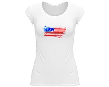 Dámské tričko velký výstřih USA water flag