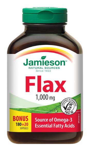 Jamieson Flax Omega-3 1000 mg lněný olej 200 kapslí