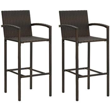 Barové stoličky 2 ks hnědé polyratan, 313451 (313451)