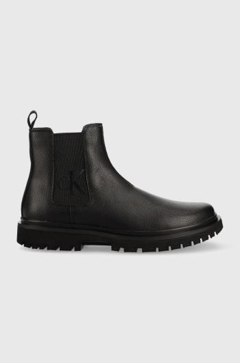 Kožené kotníkové boty Calvin Klein Jeans Lug Mid Chelsea Boot 2 pánské, černá barva