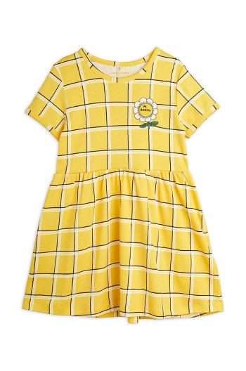Dětské bavlněné šaty Mini Rodini žlutá barva, mini, áčková