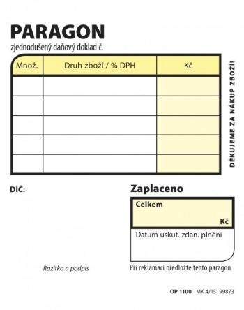 Tiskopis Paragon obchodní 7,5x9,5cm samopropis 100 listů OPTYS