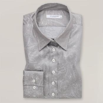 Dámská košile stříbrné barvy s hnědým květinovým vzorem 14789 40
