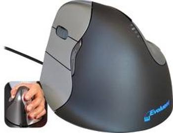 Optická ergonomická myš BakkerElkhuizen Evoluent 4 BNEEVL4, ergonomická, černá, stříbrná