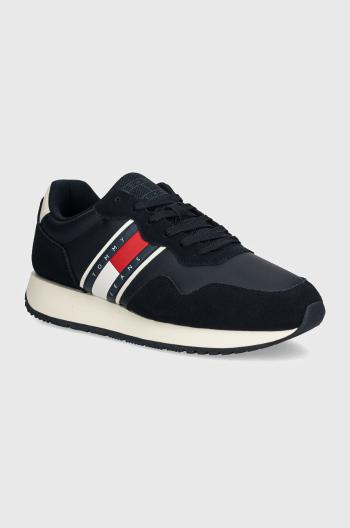 Kožené sneakers boty Tommy Jeans TJM MODERN RUNNER tmavomodrá barva, EM0EM01316