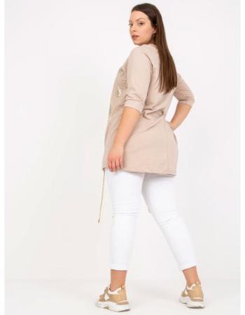 Dámská halenka asymetrická plus size s 3/4 rukávy béžová  